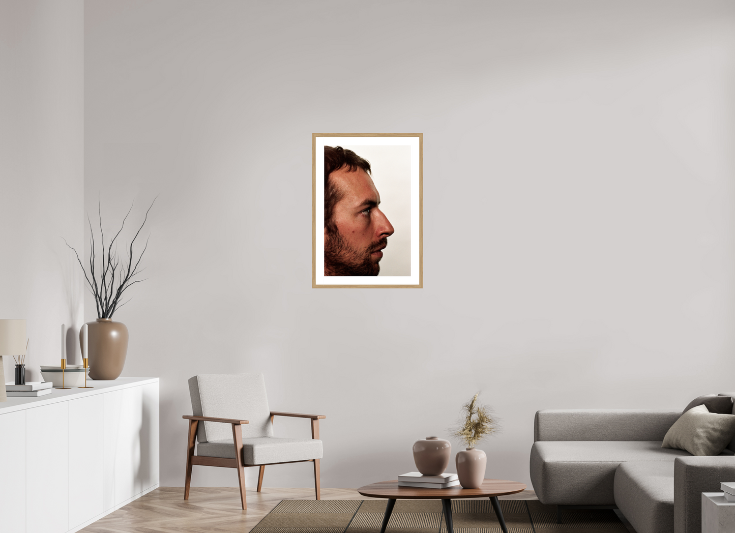 50 x 75 cm, Wood Frame with Passe-Partout | Oak Chris Martin - Coldplay 03
