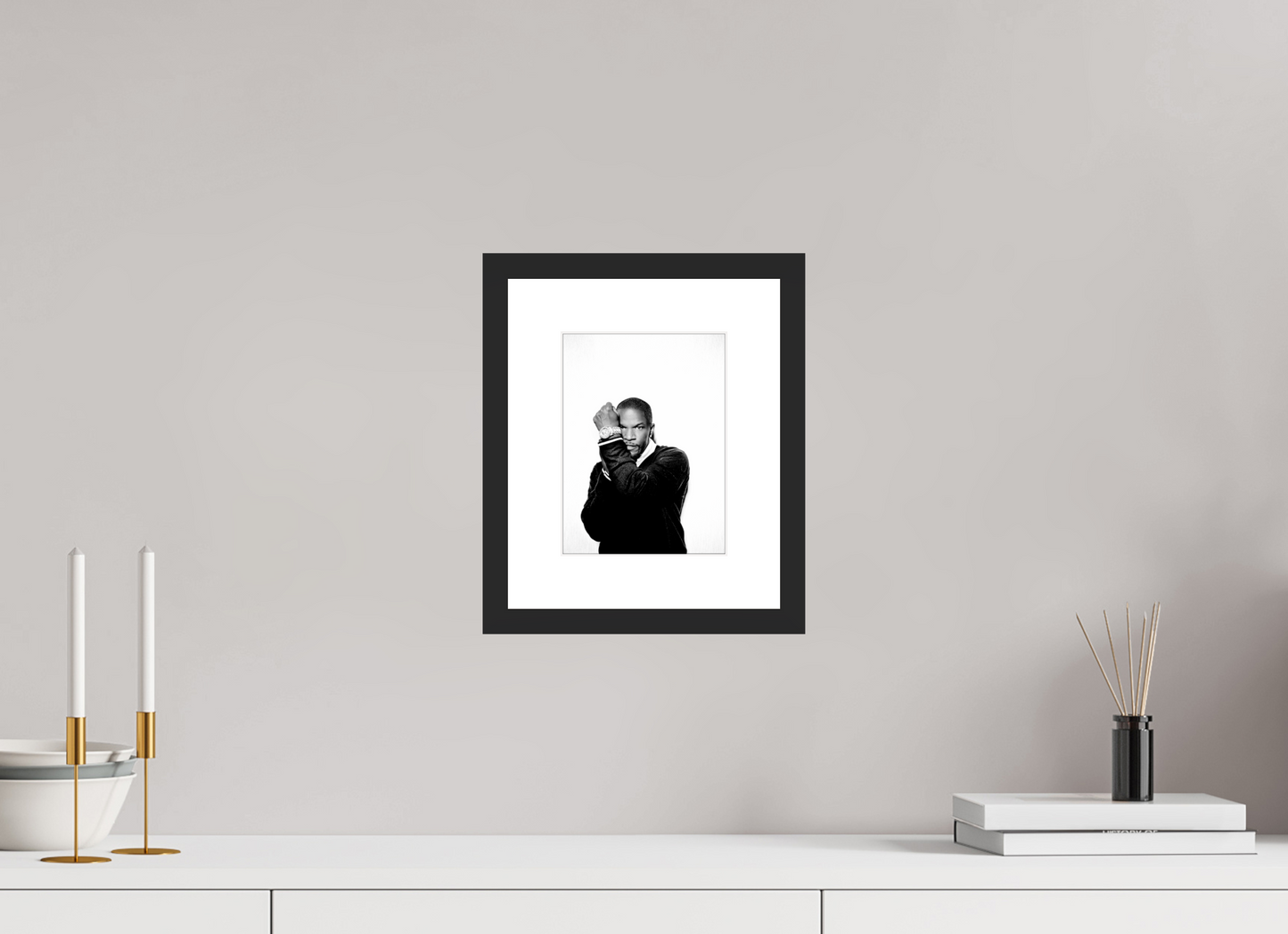 15 x 20 cm, Wood Frame with Passe-Partout | Black Matte Jamie Foxx 04