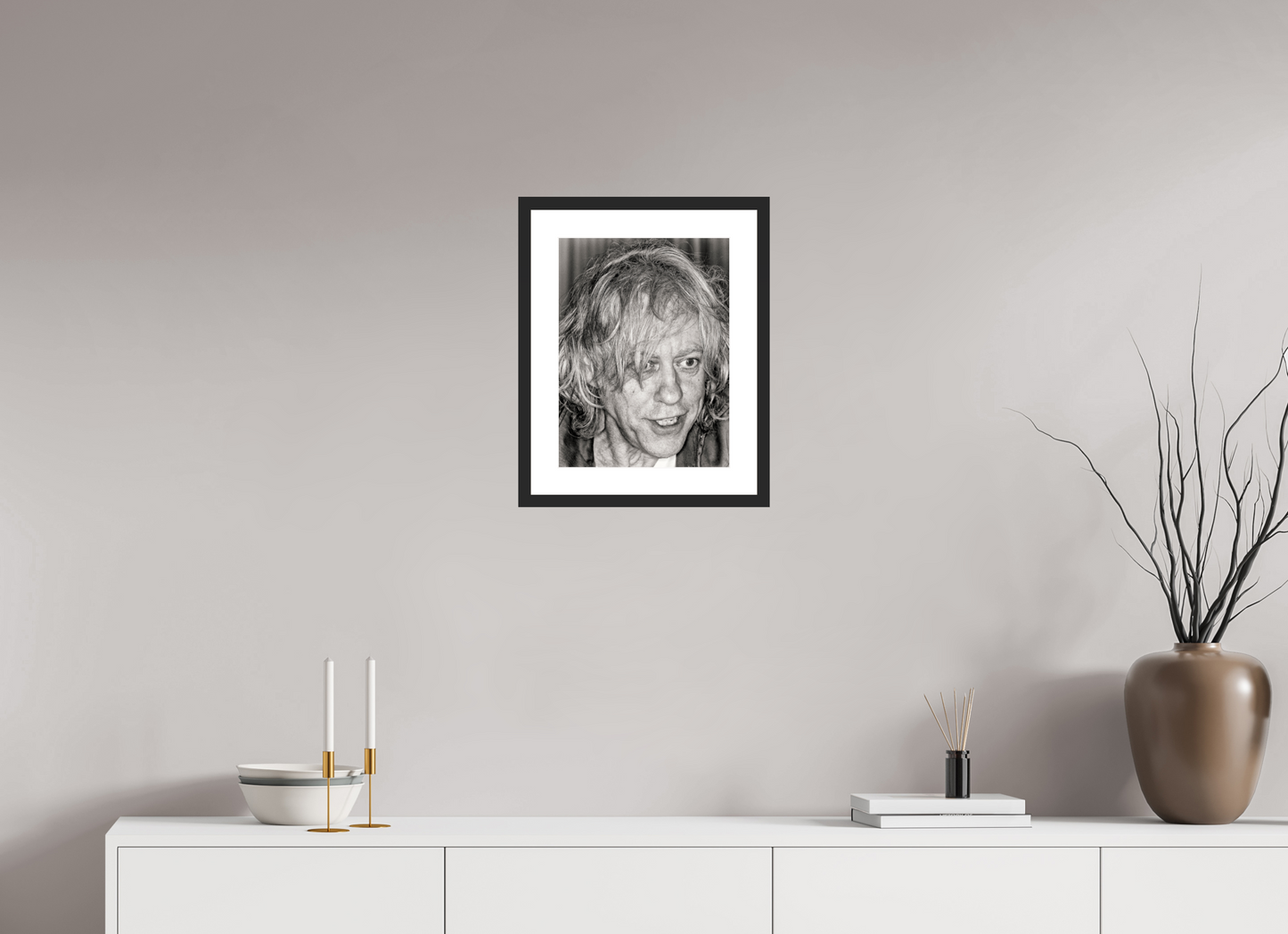 30 x 40 cm, Wood Frame with Passe-Partout | Black Matte Bob Geldof 06
