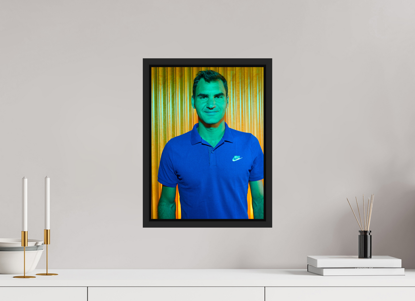 30 x 40,6 cm, Floater Frame | Black Matte Roger Federer 03