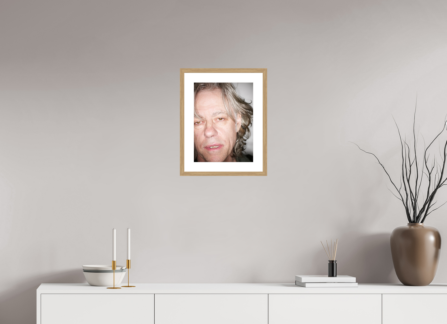 30 x 40 cm, Wood Frame with Passe-Partout | Oak Bob Geldof 03