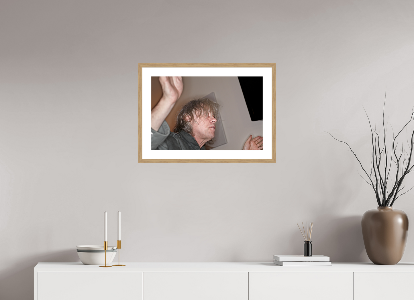 60 x 40 cm, Wood Frame with Passe-Partout | Oak Bob Geldof 07
