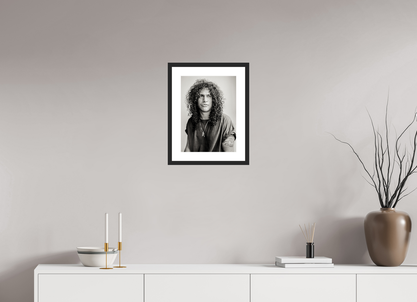 30 x 41 cm, Wood Frame with Passe-Partout | Black Matte Slash 07