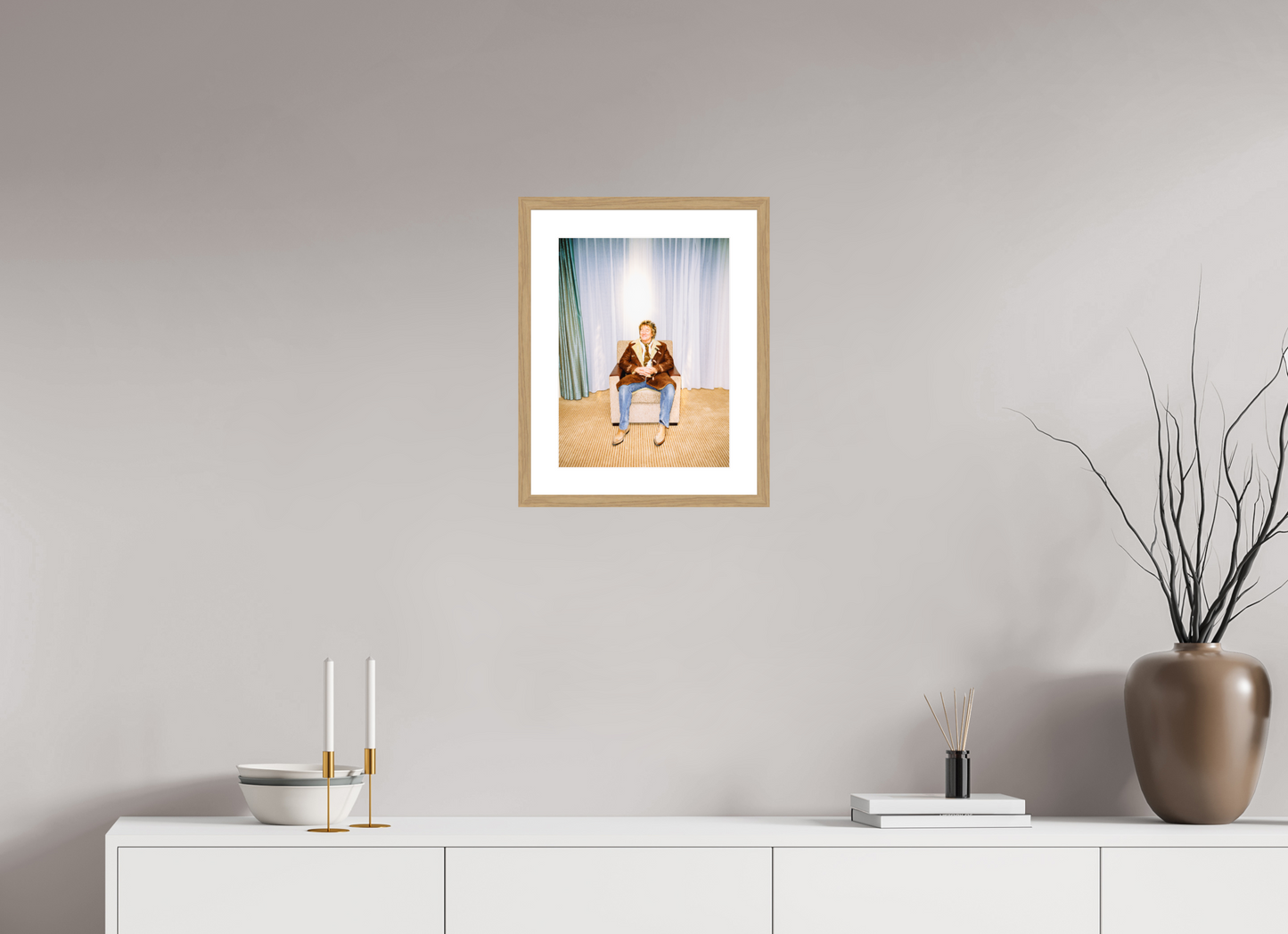 30 x 40 cm, Wood Frame with Passe-Partout | Oak Rod Stewart 01