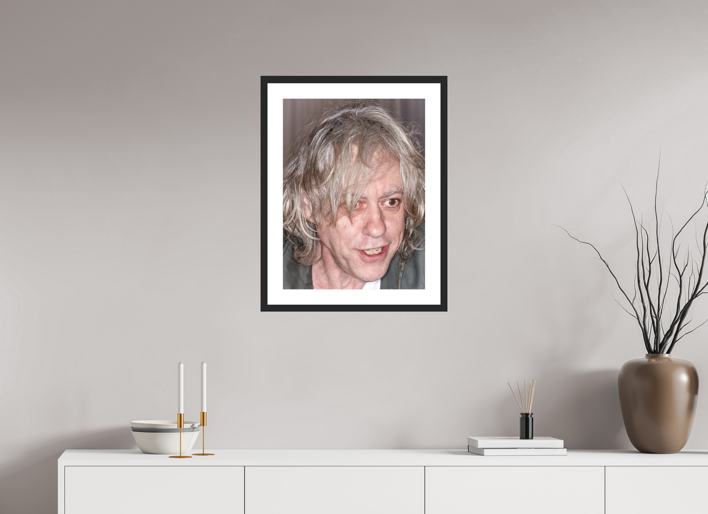 45 x 60 cm, Wood Frame with Passe-Partout | Black Matte Bob Geldof 05