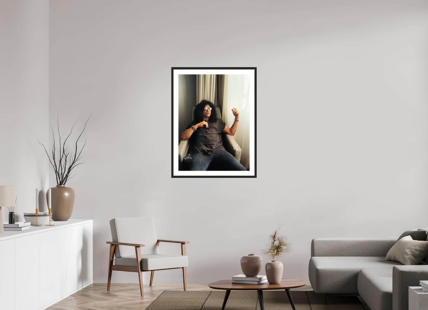 70 x 94,7 cm, Wood Frame with Passe-Partout | Black Matte Slash 03
