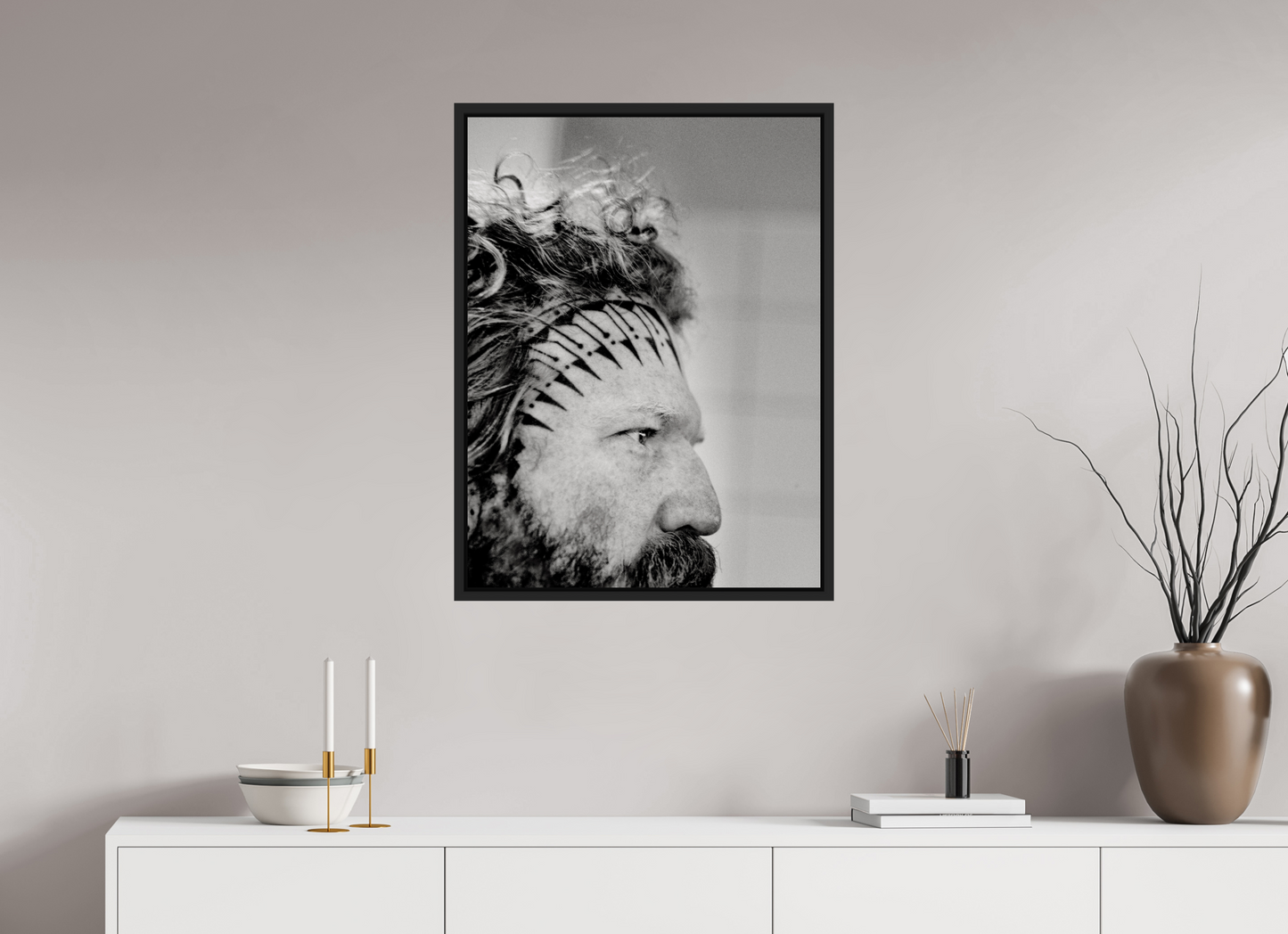 60 x 80 cm, Floater Frame | Black Matte Brent Hinds - Mastodon 01