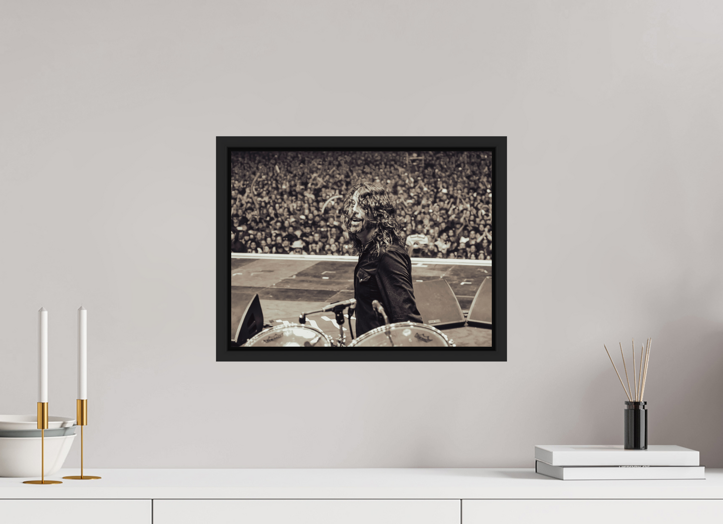 40 x 30 cm, Floater Frame | Black Matte Dave Grohl - Foo Fighters Live 12