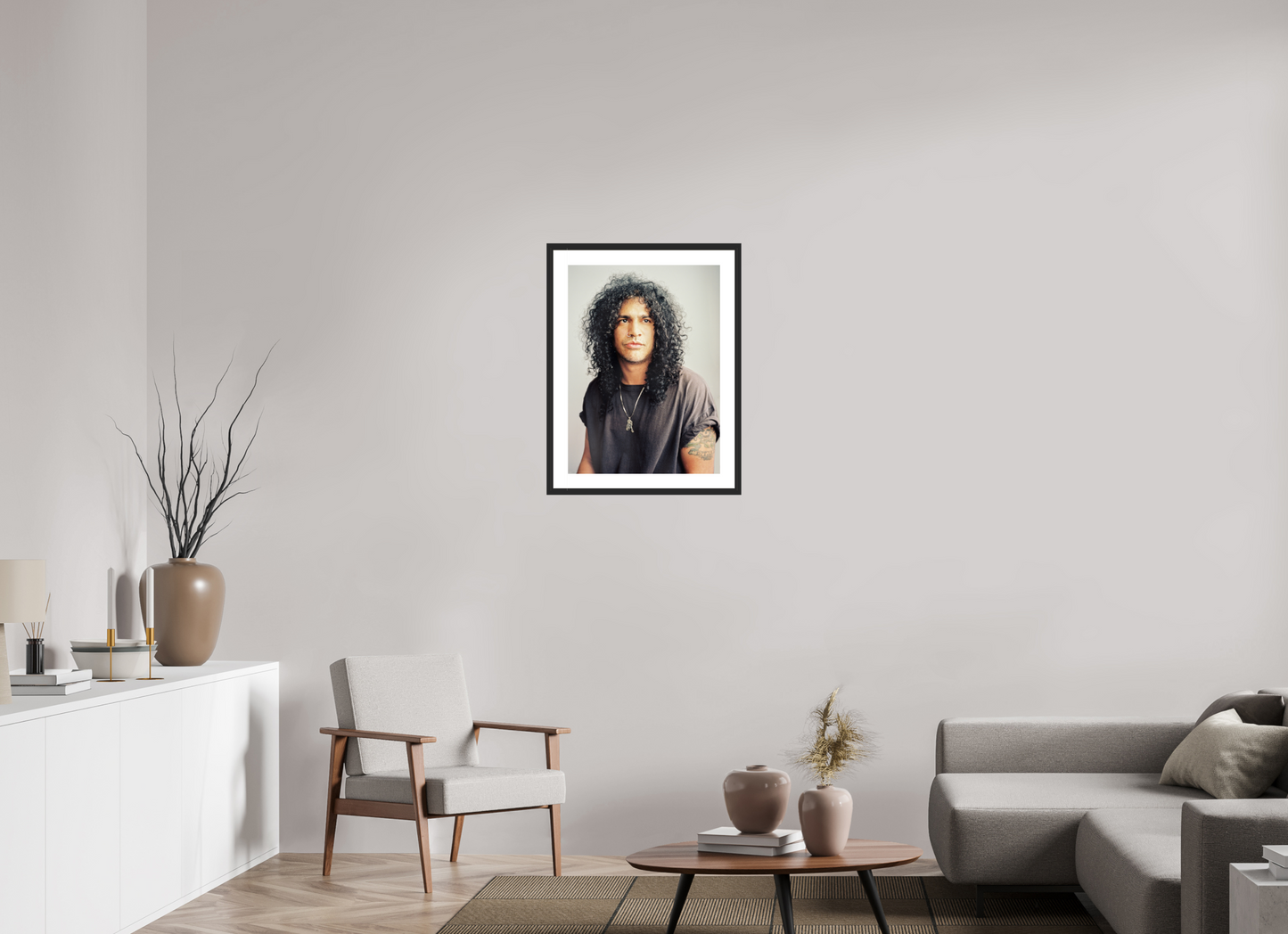 50 x 68,3 cm, Wood Frame with Passe-Partout | Black Matte Slash 06