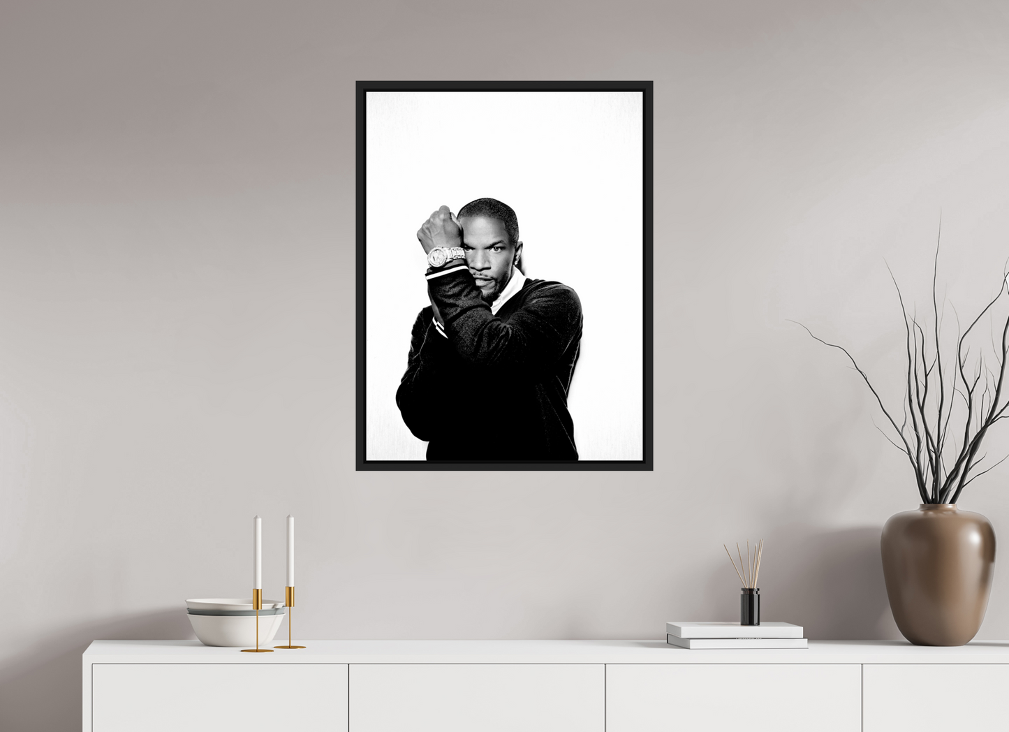 60 x 80 cm, Floater Frame | Black Matte Jamie Foxx 04