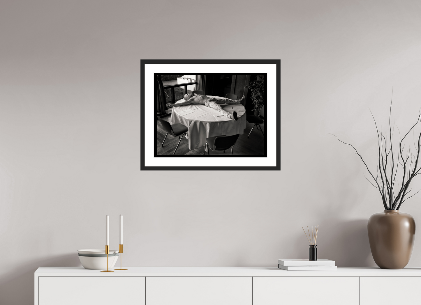 60 x 45 cm, Wood Frame with Passe-Partout | Black Matte Flea - Red Hot Chili Peppers 03