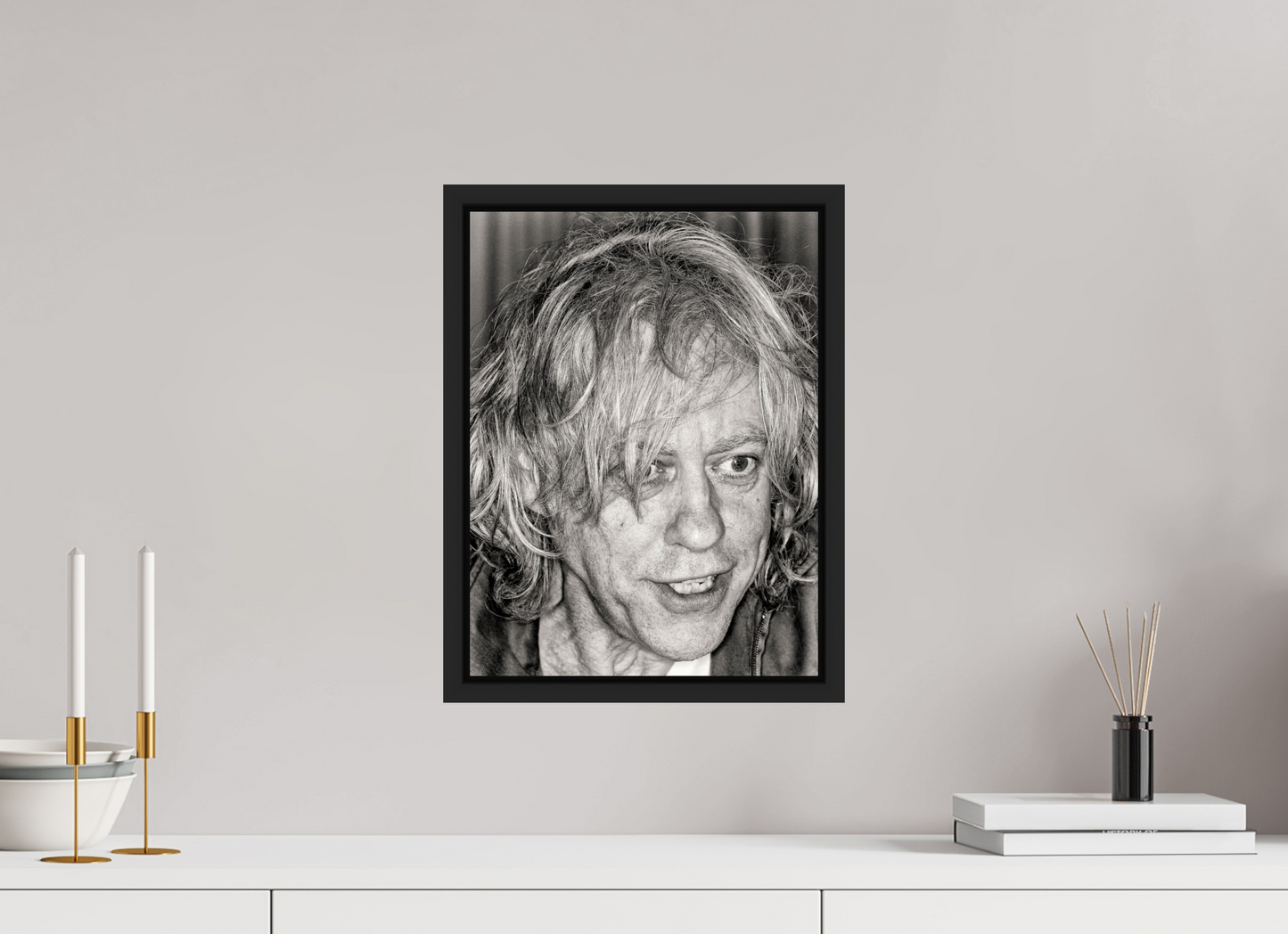 30 x 40 cm, Floater Frame | Black Matte Bob Geldof 06