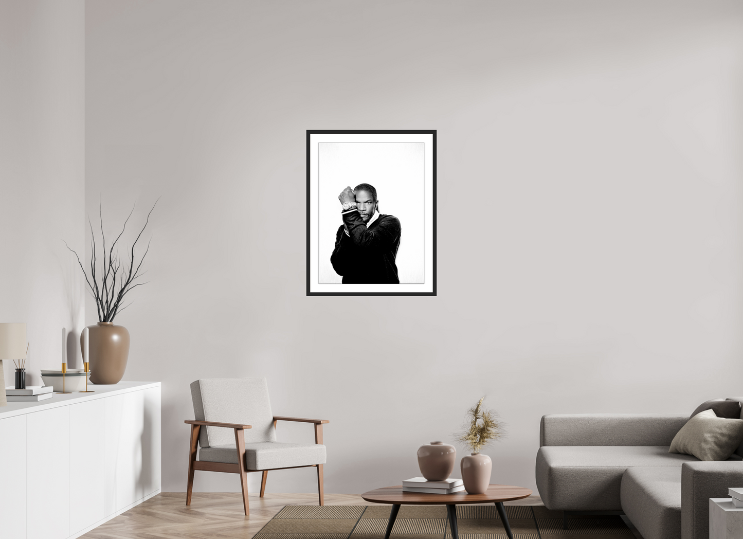 60 x 80 cm, Wood Frame with Passe-Partout | Black Matte Jamie Foxx 04