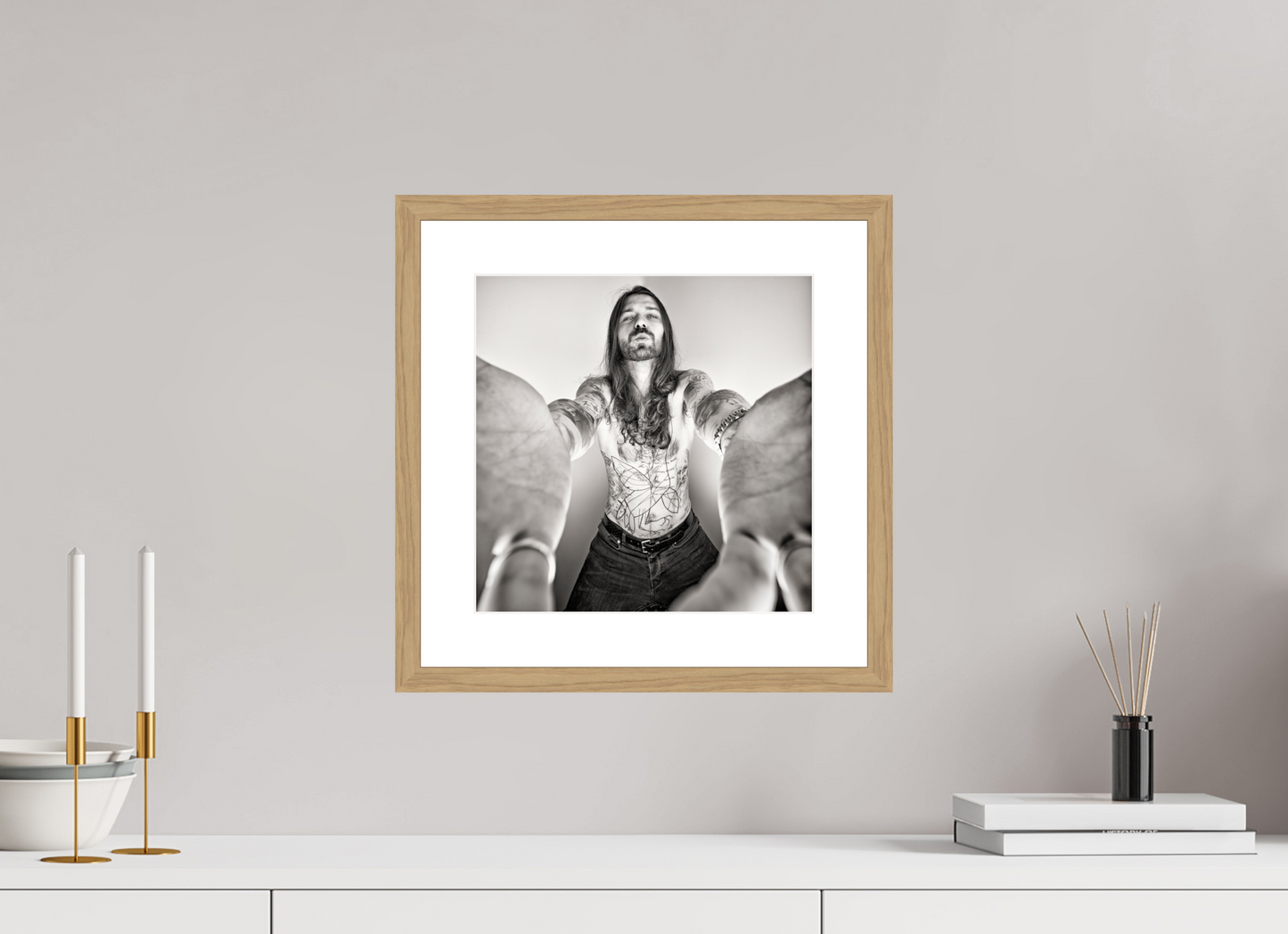 30 x 30 cm, Wood Frame with Passe-Partout | Oak Simon Neil - Biffy Clyro 02