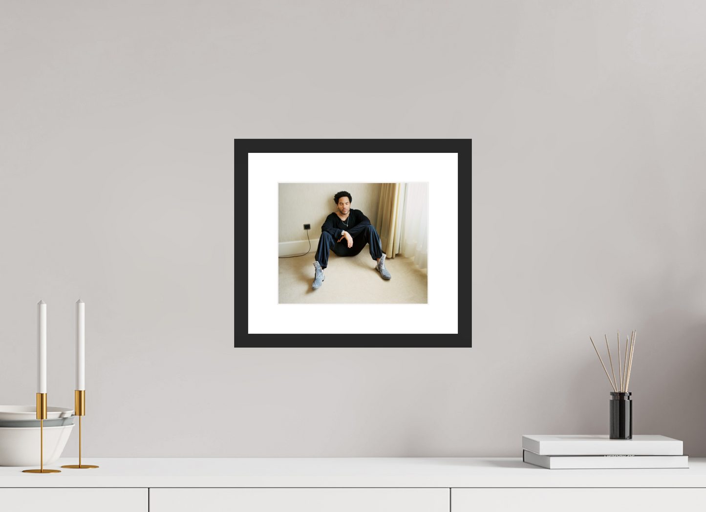 24,5 x 20 cm, Wood Frame with Passe-Partout | Black Matte Lenny Kravitz 06