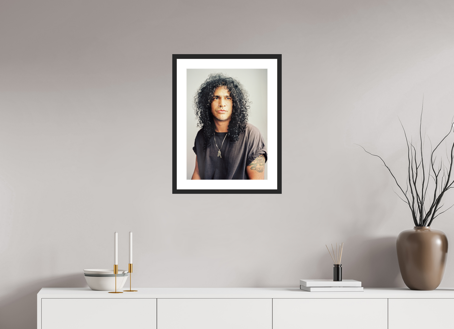 40 x 54,6 cm, Wood Frame with Passe-Partout | Black Matte Slash 06