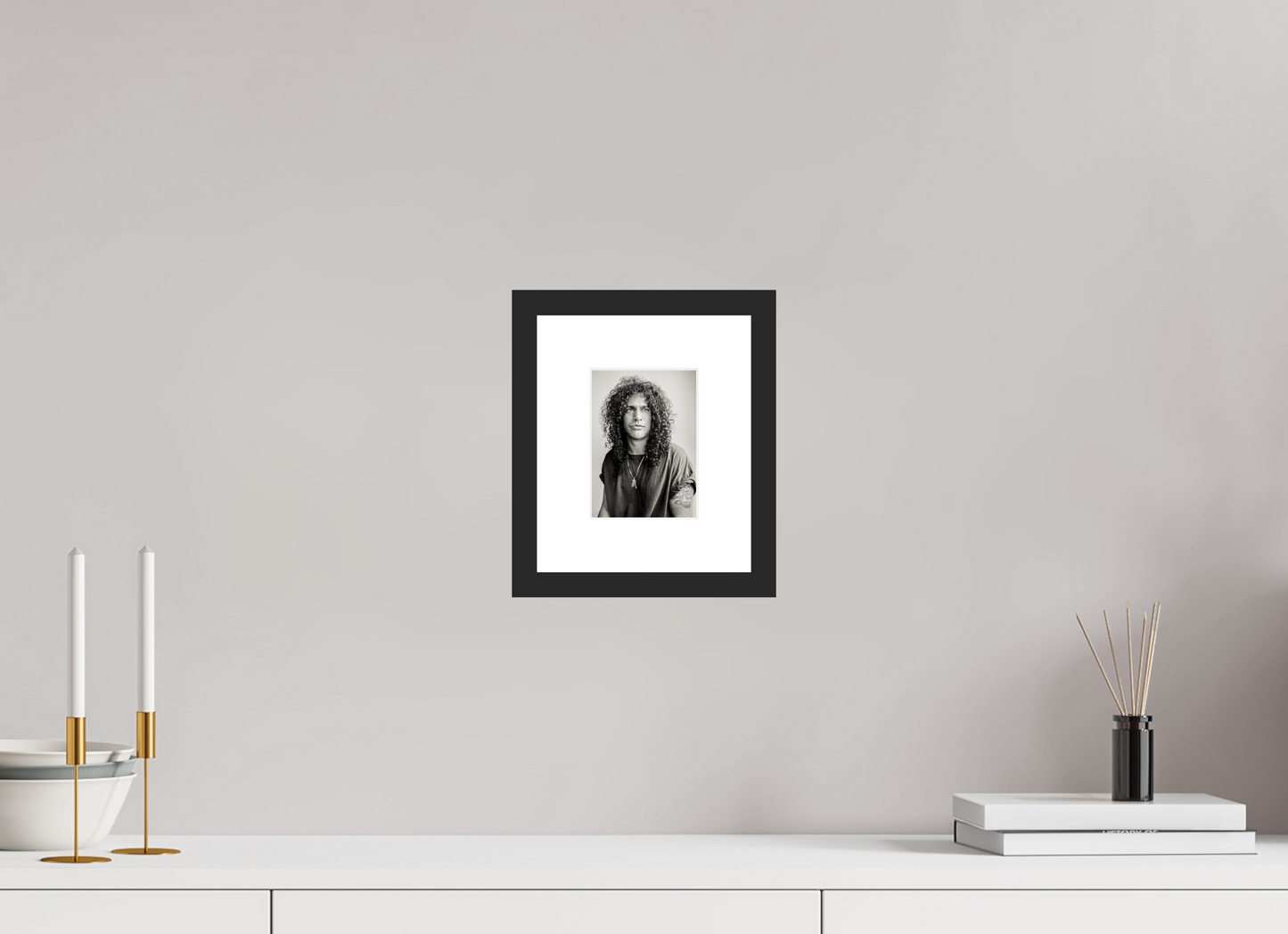 10 x 13,7 cm, Wood Frame with Passe-Partout | Black Matte Slash 07
