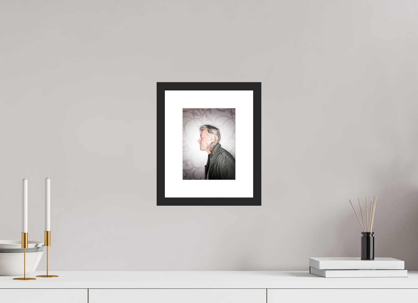 15 x 20 cm, Wood Frame with Passe-Partout | Black Matte Bob Geldof 01